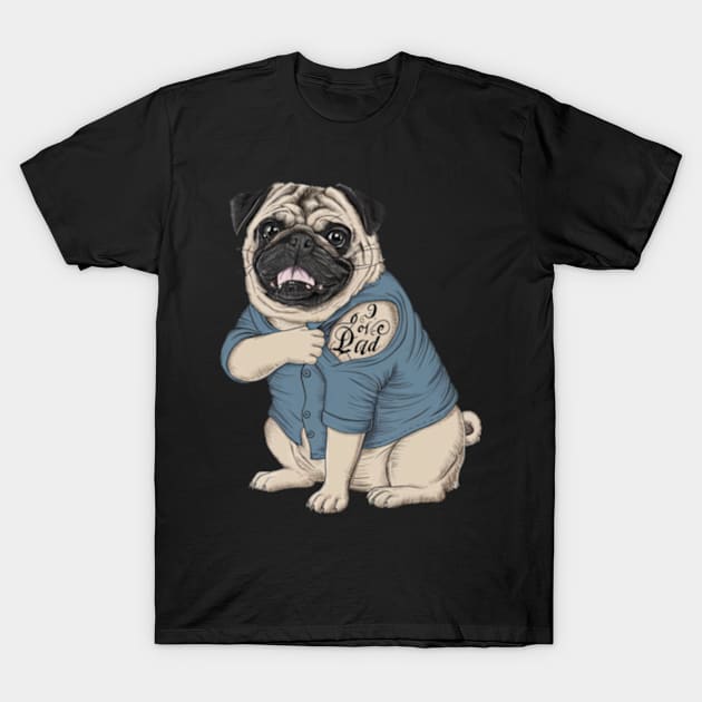 Generate a hand drawn vector design Pug.Happy fathers day (8) T-Shirt by YolandaRoberts